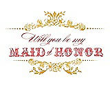 Front View Thumbnail - Mango & Perfect Coral Will You Be My Maid of Honor Card - Vintage