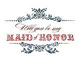 Front View Thumbnail - Marine & Perfect Coral Will You Be My Maid of Honor Card - Vintage