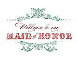 Front View Thumbnail - Meadow & Perfect Coral Will You Be My Maid of Honor Card - Vintage