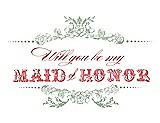 Front View Thumbnail - Mermaid & Perfect Coral Will You Be My Maid of Honor Card - Vintage
