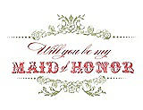 Front View Thumbnail - Mint & Perfect Coral Will You Be My Maid of Honor Card - Vintage
