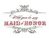 Front View Thumbnail - Mocha & Perfect Coral Will You Be My Maid of Honor Card - Vintage