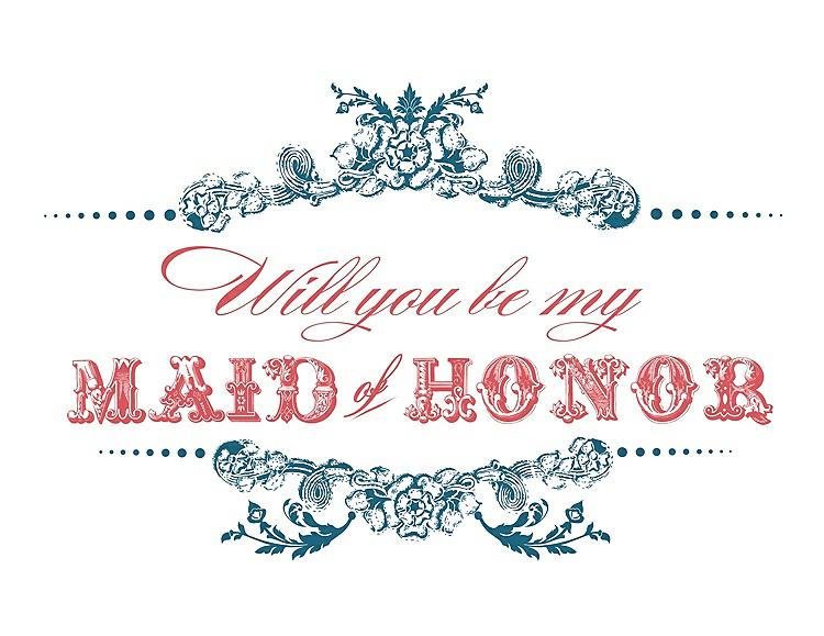 Front View - Mosaic & Perfect Coral Will You Be My Maid of Honor Card - Vintage