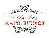 Front View Thumbnail - Moss & Perfect Coral Will You Be My Maid of Honor Card - Vintage