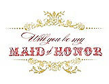 Front View Thumbnail - Marigold & Perfect Coral Will You Be My Maid of Honor Card - Vintage
