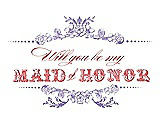 Front View Thumbnail - Pansy & Perfect Coral Will You Be My Maid of Honor Card - Vintage
