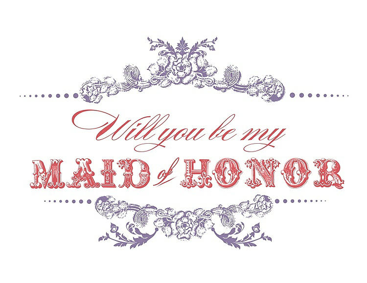 Front View - Passion & Perfect Coral Will You Be My Maid of Honor Card - Vintage
