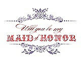 Front View Thumbnail - Passion & Perfect Coral Will You Be My Maid of Honor Card - Vintage