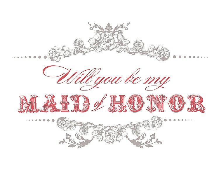 Front View - Pebble Beach & Perfect Coral Will You Be My Maid of Honor Card - Vintage