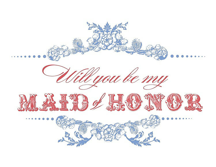 Front View - Periwinkle - PANTONE Serenity & Perfect Coral Will You Be My Maid of Honor Card - Vintage
