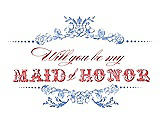 Front View Thumbnail - Periwinkle - PANTONE Serenity & Perfect Coral Will You Be My Maid of Honor Card - Vintage
