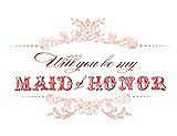 Front View Thumbnail - Primrose & Perfect Coral Will You Be My Maid of Honor Card - Vintage