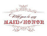 Front View Thumbnail - Petal Pink & Perfect Coral Will You Be My Maid of Honor Card - Vintage