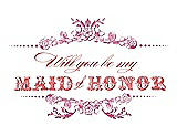 Front View Thumbnail - Pretty In Pink & Perfect Coral Will You Be My Maid of Honor Card - Vintage