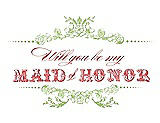 Front View Thumbnail - Pistachio & Perfect Coral Will You Be My Maid of Honor Card - Vintage