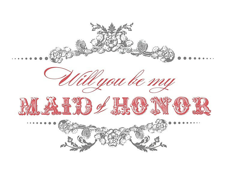 Front View - Quarry & Perfect Coral Will You Be My Maid of Honor Card - Vintage