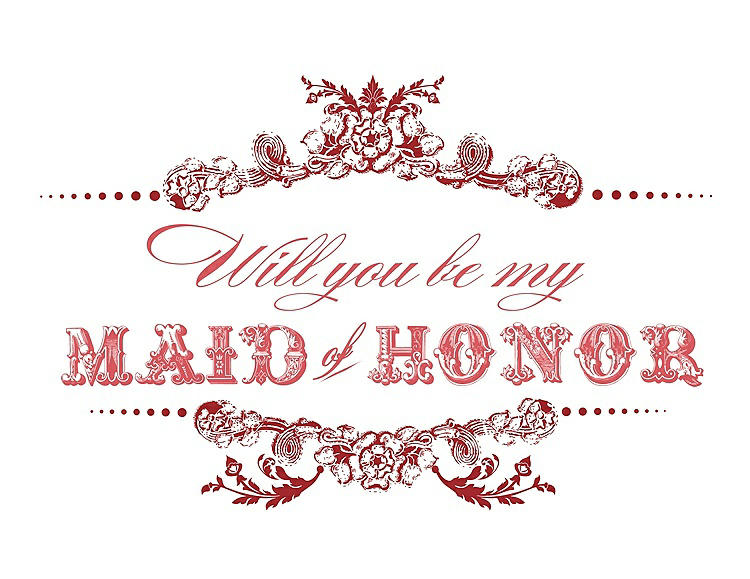 Front View - Ribbon Red & Perfect Coral Will You Be My Maid of Honor Card - Vintage