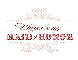 Front View Thumbnail - Rose Water & Perfect Coral Will You Be My Maid of Honor Card - Vintage