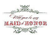 Front View Thumbnail - Sage & Perfect Coral Will You Be My Maid of Honor Card - Vintage