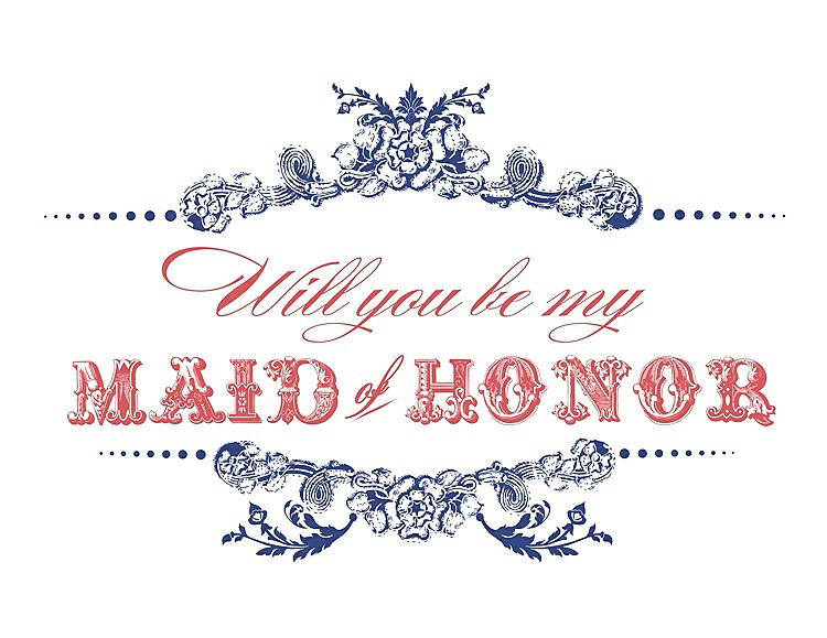 Front View - Sailor & Perfect Coral Will You Be My Maid of Honor Card - Vintage