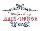 Front View Thumbnail - Sapphire & Perfect Coral Will You Be My Maid of Honor Card - Vintage
