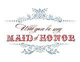 Front View Thumbnail - Slate & Perfect Coral Will You Be My Maid of Honor Card - Vintage