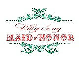 Front View Thumbnail - Shamrock & Perfect Coral Will You Be My Maid of Honor Card - Vintage