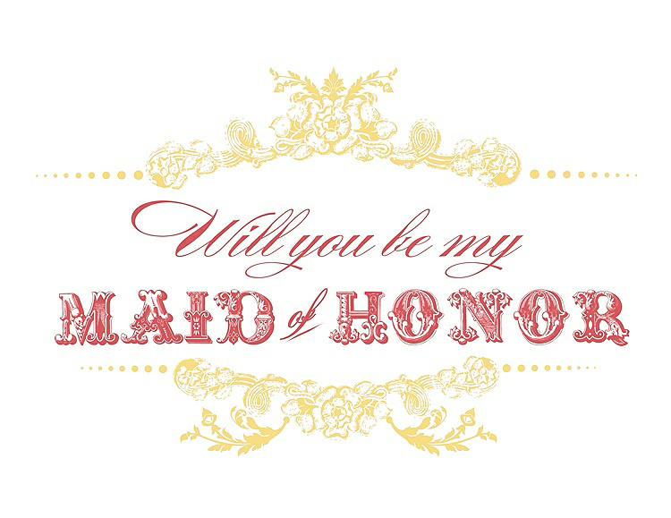 Front View - Sunflower & Perfect Coral Will You Be My Maid of Honor Card - Vintage