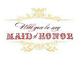 Front View Thumbnail - Sunflower & Perfect Coral Will You Be My Maid of Honor Card - Vintage