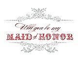Front View Thumbnail - Sterling & Perfect Coral Will You Be My Maid of Honor Card - Vintage