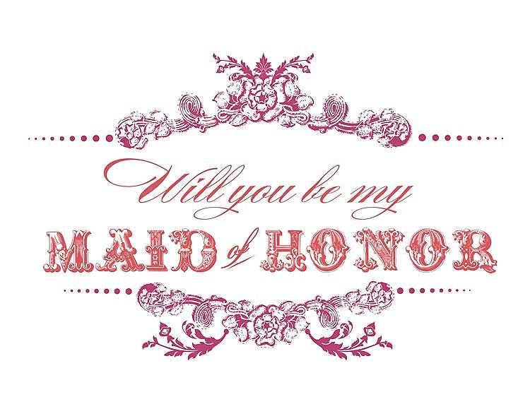 Front View - Strawberry & Perfect Coral Will You Be My Maid of Honor Card - Vintage