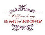 Front View Thumbnail - Sugar Plum & Perfect Coral Will You Be My Maid of Honor Card - Vintage