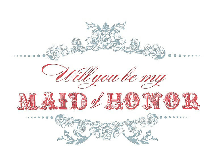 Front View - Surf Spray & Perfect Coral Will You Be My Maid of Honor Card - Vintage