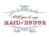 Front View Thumbnail - Surf Spray & Perfect Coral Will You Be My Maid of Honor Card - Vintage