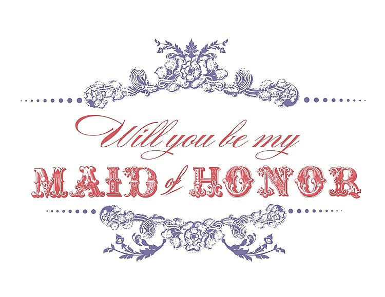 Front View - Tahiti & Perfect Coral Will You Be My Maid of Honor Card - Vintage