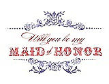 Front View Thumbnail - Tahiti & Perfect Coral Will You Be My Maid of Honor Card - Vintage