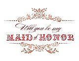 Front View Thumbnail - Tangerine & Perfect Coral Will You Be My Maid of Honor Card - Vintage