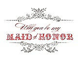 Front View Thumbnail - Taupe & Perfect Coral Will You Be My Maid of Honor Card - Vintage