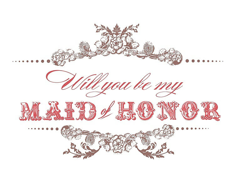 Front View - Toffee & Perfect Coral Will You Be My Maid of Honor Card - Vintage