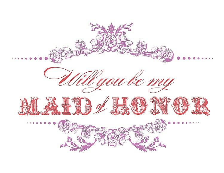 Front View - Tulip & Perfect Coral Will You Be My Maid of Honor Card - Vintage