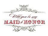 Front View Thumbnail - Twig & Perfect Coral Will You Be My Maid of Honor Card - Vintage
