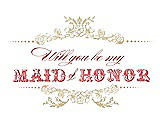 Front View Thumbnail - Venetian Gold & Perfect Coral Will You Be My Maid of Honor Card - Vintage