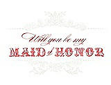 Front View Thumbnail - White & Perfect Coral Will You Be My Maid of Honor Card - Vintage