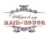 Front View Thumbnail - Wild Berry & Perfect Coral Will You Be My Maid of Honor Card - Vintage