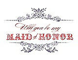 Front View Thumbnail - Wisteria & Perfect Coral Will You Be My Maid of Honor Card - Vintage
