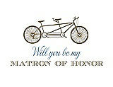 Front View Thumbnail - Antique Gold & Cornflower Will You Be My Matron of Honor Card - Bike