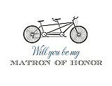 Front View Thumbnail - Charcoal Gray & Cornflower Will You Be My Matron of Honor Card - Bike