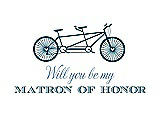 Front View Thumbnail - Peacock Teal & Cornflower Will You Be My Matron of Honor Card - Bike