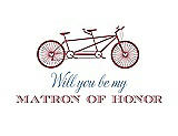 Front View Thumbnail - Spanish Rose & Cornflower Will You Be My Matron of Honor Card - Bike