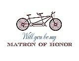 Front View Thumbnail - Burgundy & Cornflower Will You Be My Matron of Honor Card - Bike